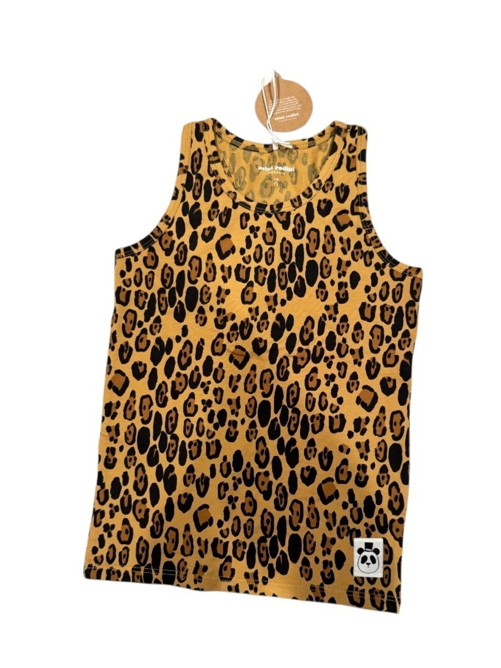 MINI RODINI tan & black animal print racer back tank top - size 116/122